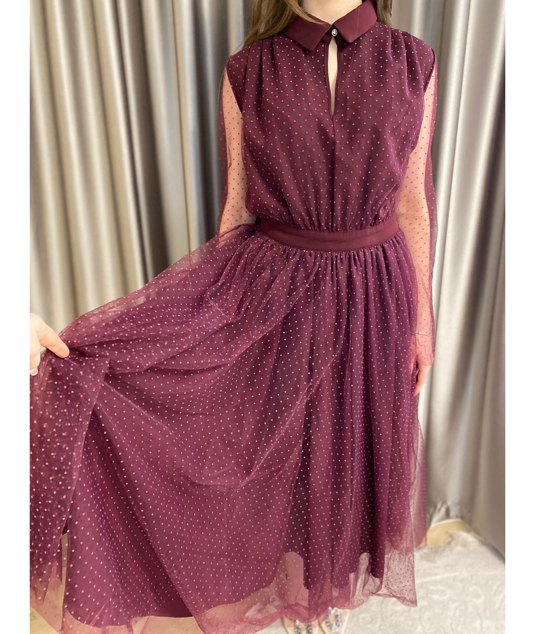 TWIN-SET Бордовое полиэстеровое платье, фото 5