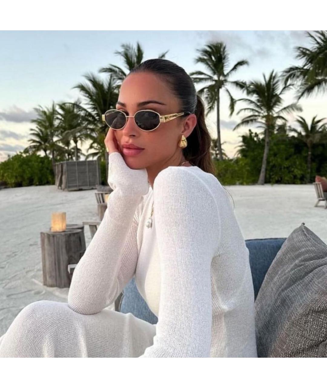 CELINE Золотые металлические солнцезащитные очки, фото 8