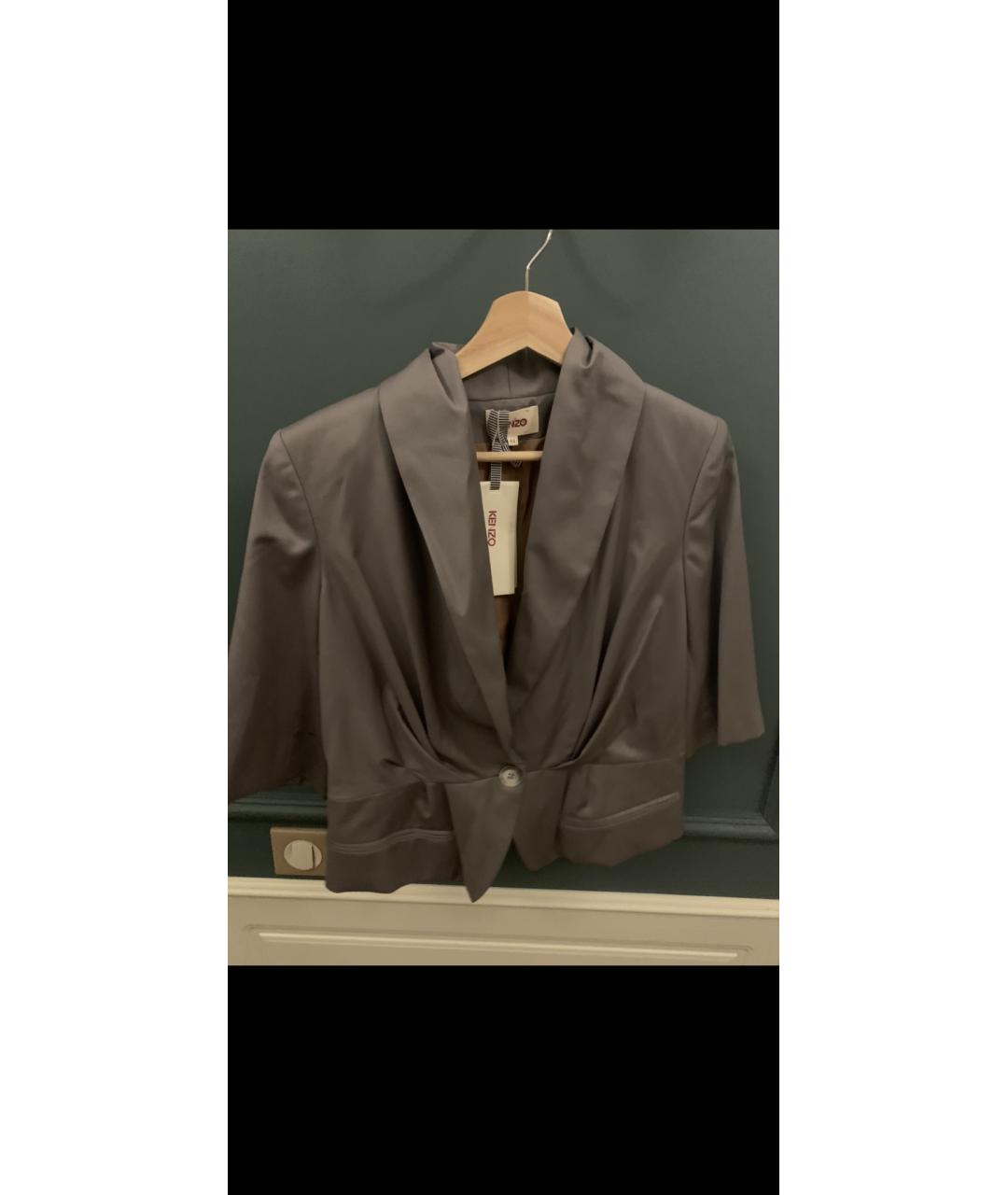 KENZO Серый хлопковый жакет/пиджак, фото 4
