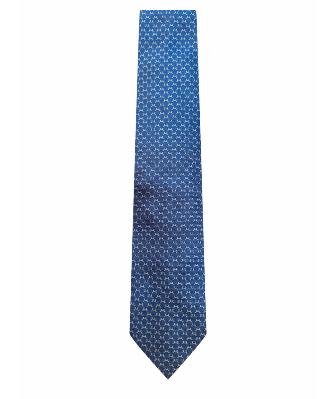 HERMES Голубой шелковый галстук, фото 1