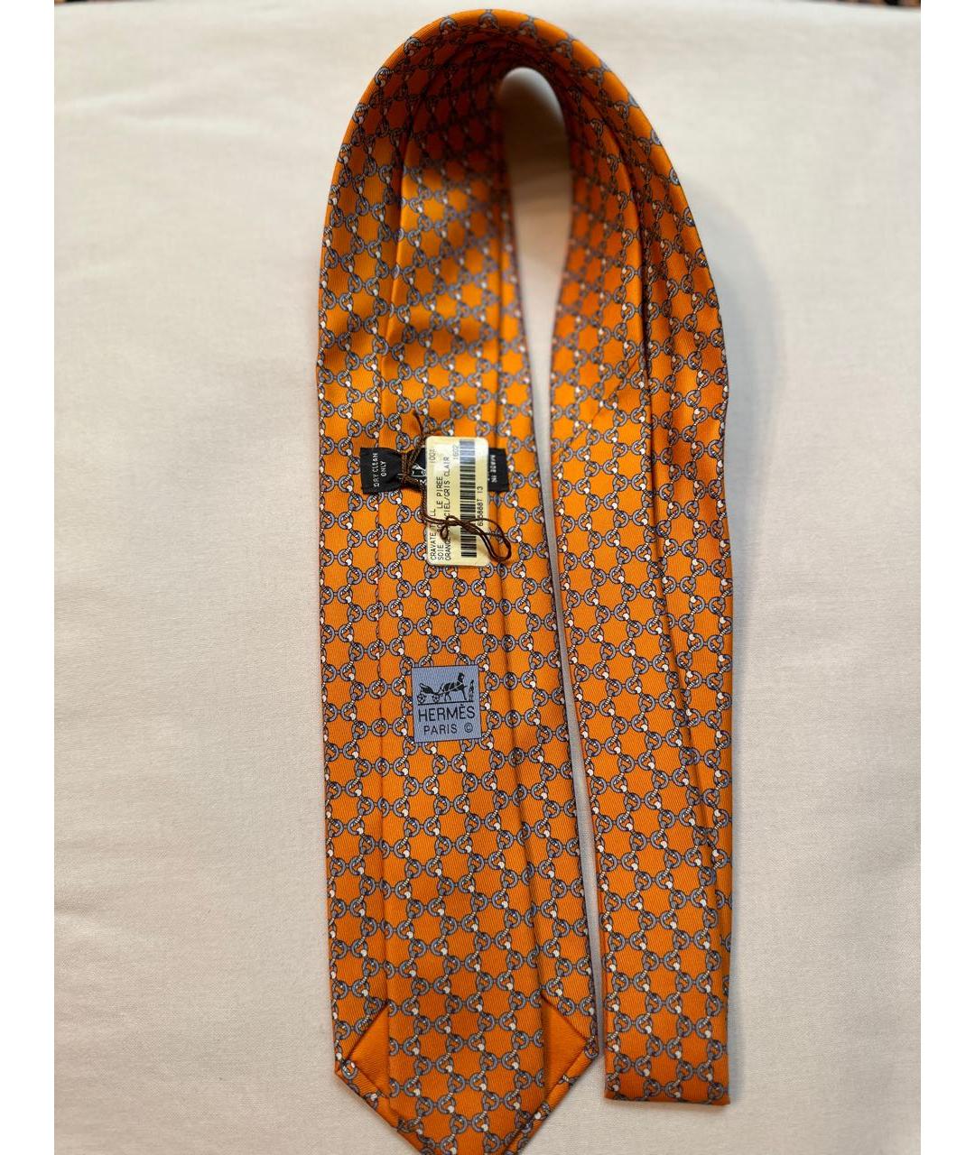 HERMES PRE-OWNED Оранжевый шелковый галстук, фото 2
