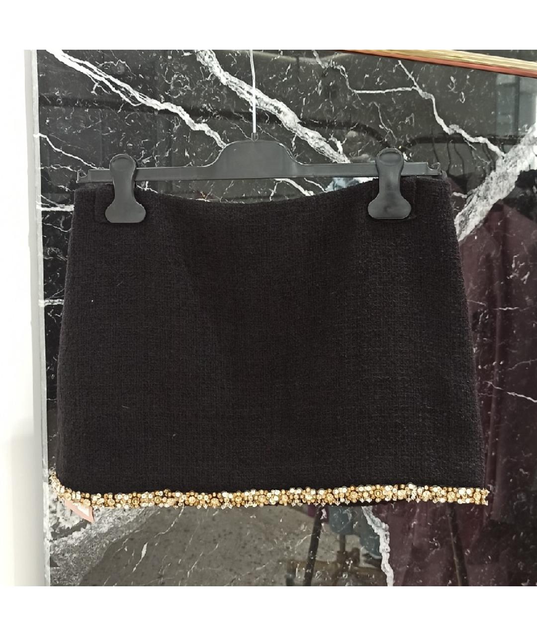 MIU MIU Черная шерстяная юбка мини, фото 8