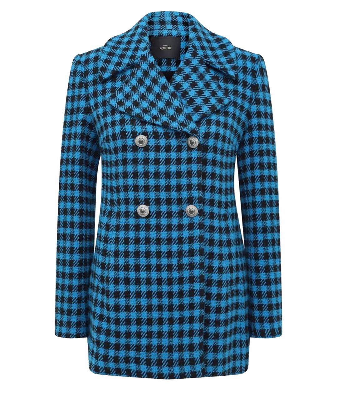 TWIN-SET Синее шерстяное пальто, фото 1