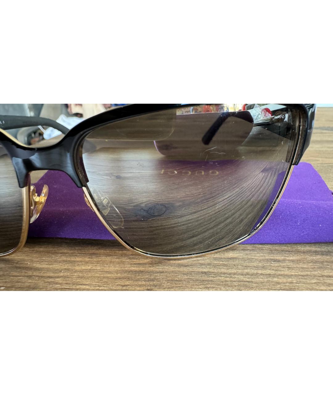 GUCCI Золотые пластиковые солнцезащитные очки, фото 9
