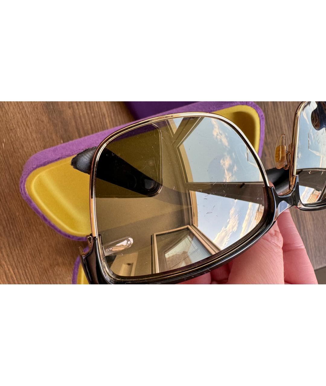 GUCCI Золотые пластиковые солнцезащитные очки, фото 8