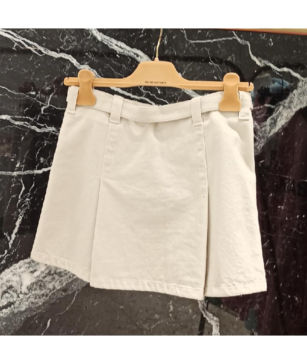 MIU MIU Бежевая хлопковая юбка мини, фото 2