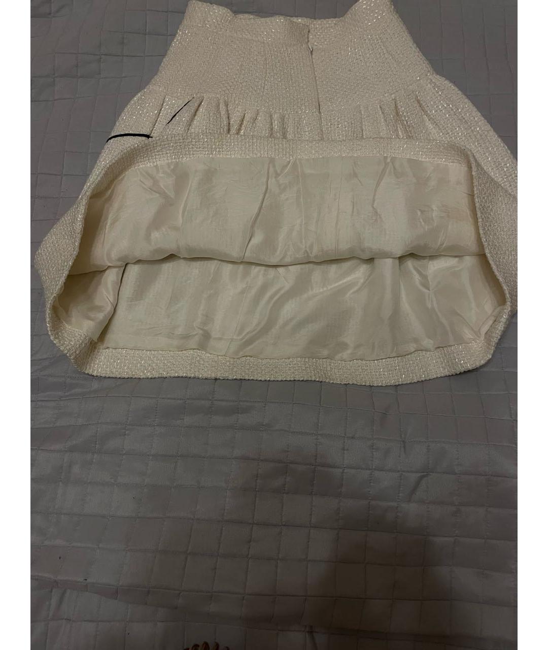 CHANEL PRE-OWNED Белая твидовая юбка миди, фото 2