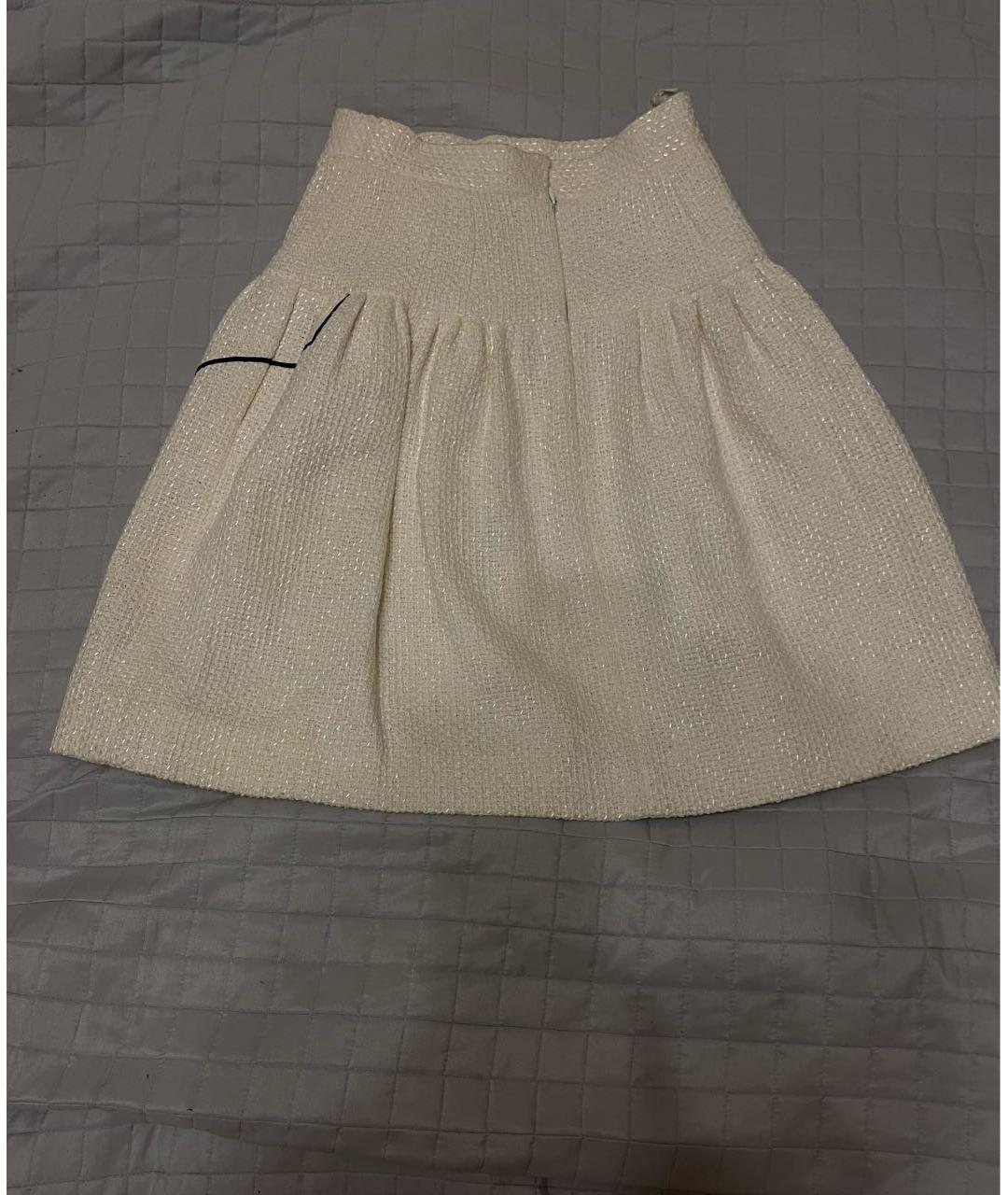 CHANEL PRE-OWNED Белая твидовая юбка миди, фото 4