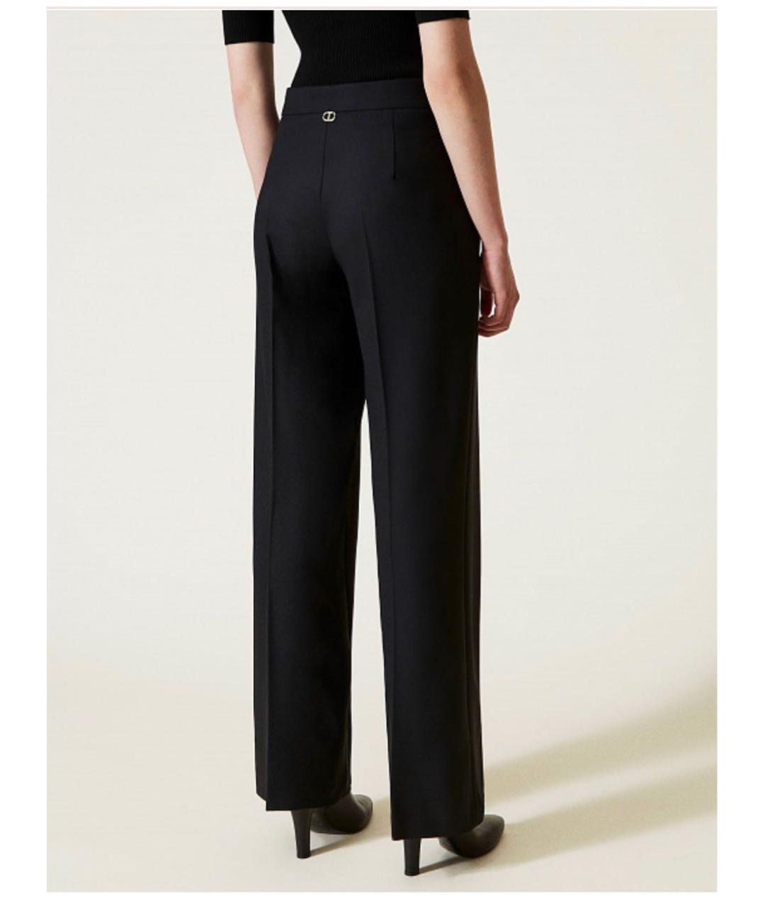 TWIN-SET Черные полиэстеровые прямые брюки, фото 2