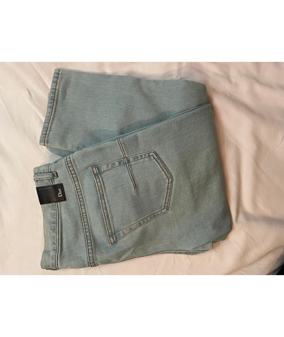 CHRISTIAN DIOR Голубые хлопко-эластановые джинсы скинни, фото 2