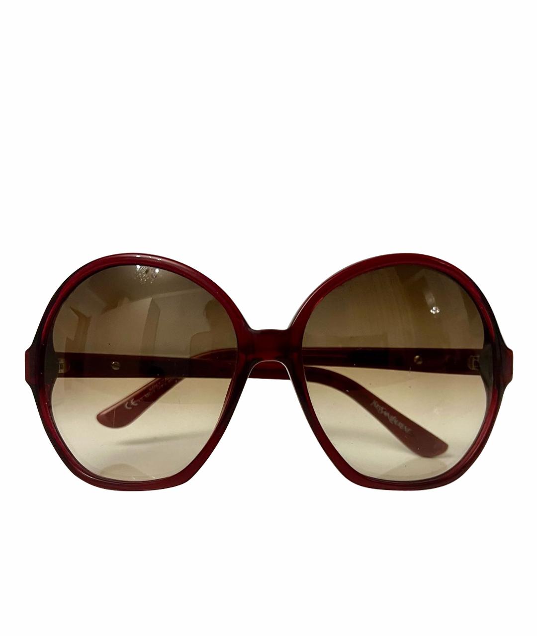 SAINT LAURENT Бордовые пластиковые солнцезащитные очки, фото 1