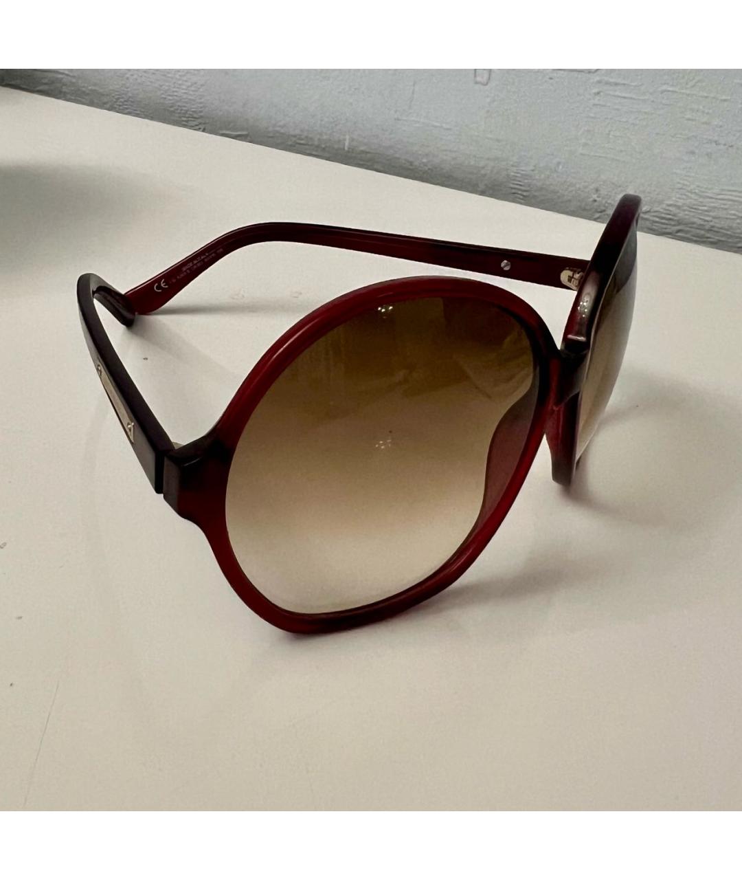 SAINT LAURENT Бордовые пластиковые солнцезащитные очки, фото 6