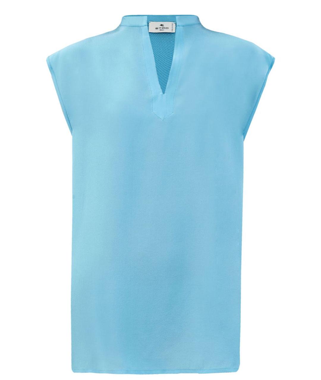 ETRO Голубая шелковая блузы, фото 3