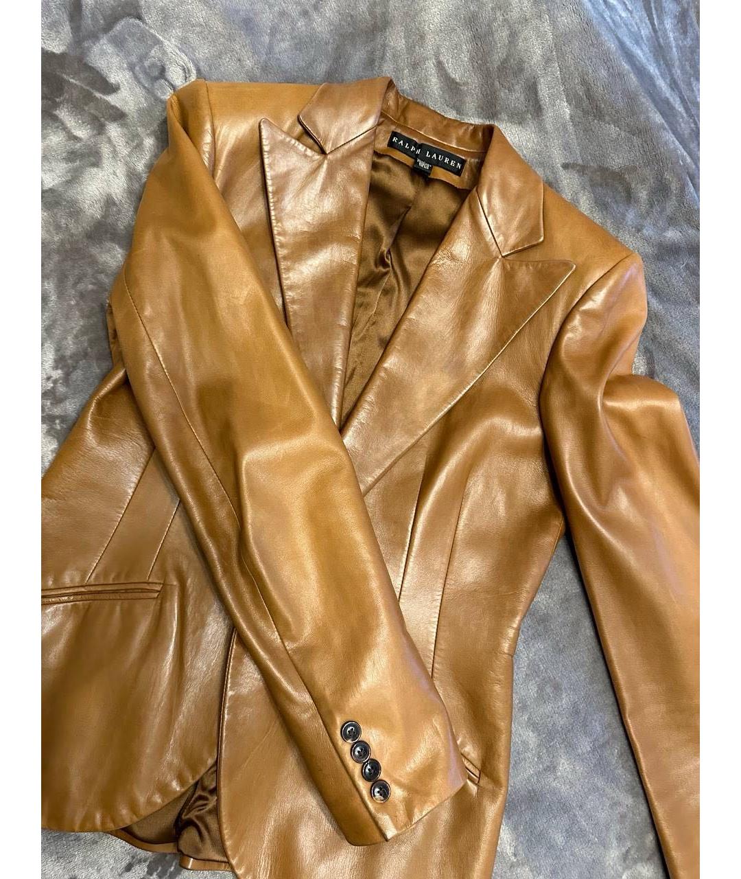 RALPH LAUREN Коричневый кожаный жакет/пиджак, фото 4
