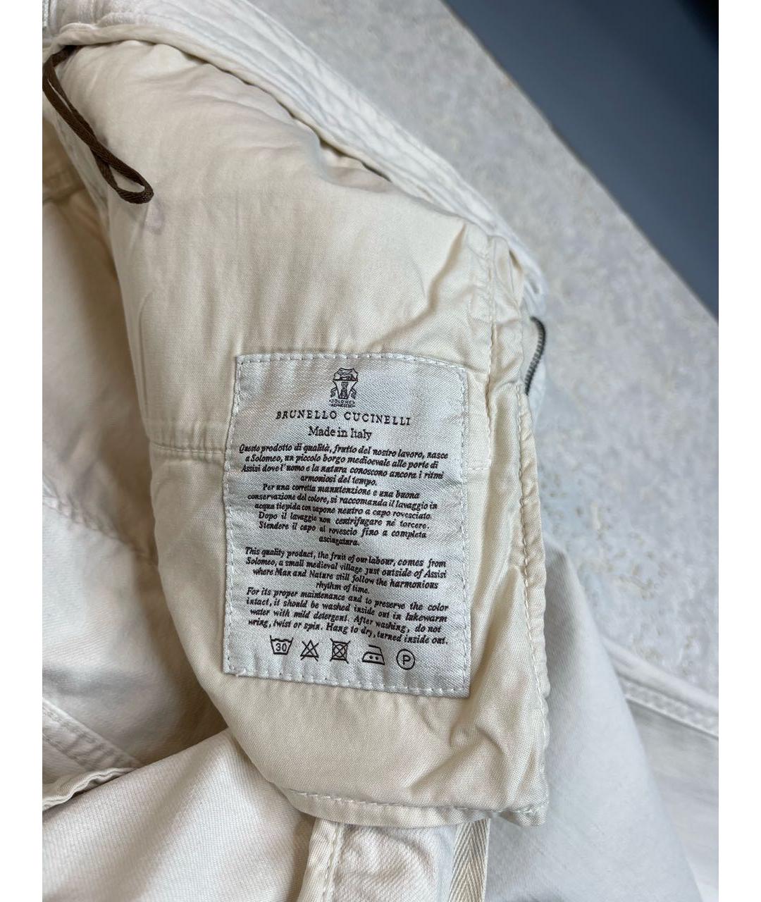BRUNELLO CUCINELLI Белые хлопко-лиоцелловые прямые джинсы, фото 8