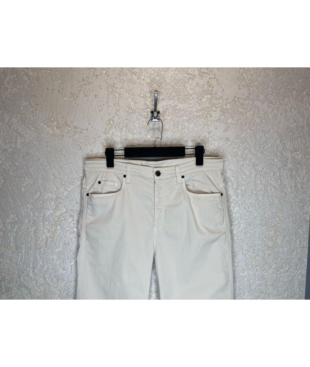 BRUNELLO CUCINELLI Белые хлопко-лиоцелловые прямые джинсы, фото 2