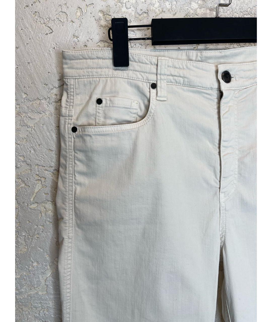 BRUNELLO CUCINELLI Белые хлопко-лиоцелловые прямые джинсы, фото 4