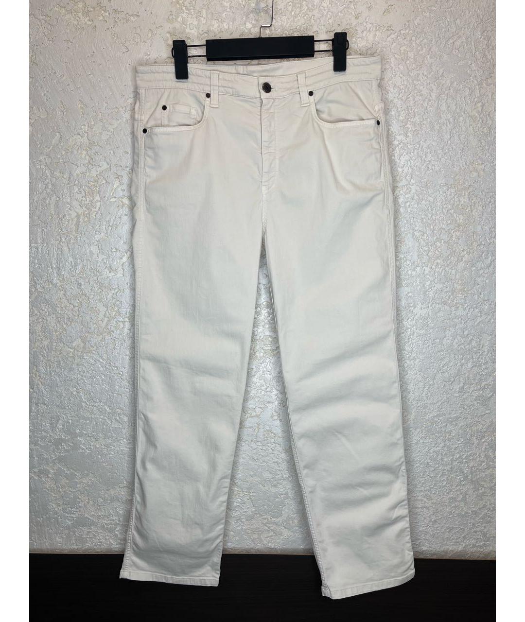 BRUNELLO CUCINELLI Белые хлопко-лиоцелловые прямые джинсы, фото 9