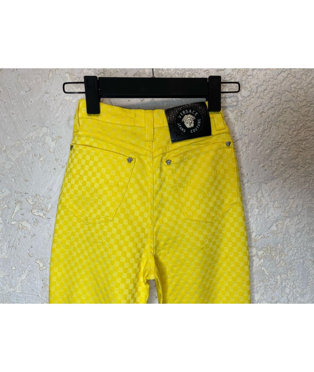 VERSACE JEANS COUTURE Желтые хлопко-эластановые джинсы слим, фото 6