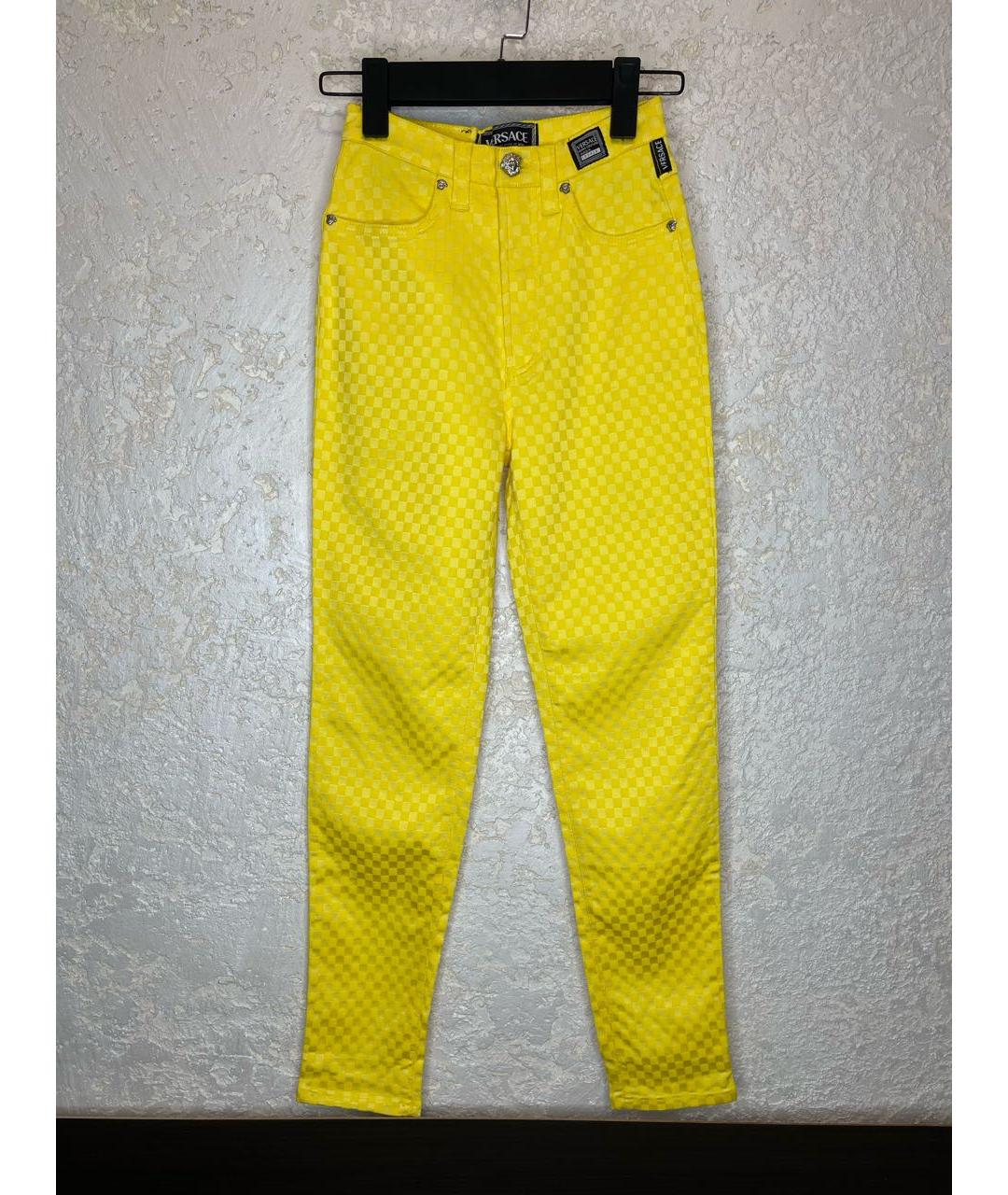 VERSACE JEANS COUTURE Желтые хлопко-эластановые джинсы слим, фото 9