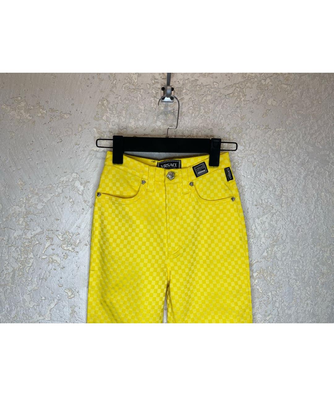 VERSACE JEANS COUTURE Желтые хлопко-эластановые джинсы слим, фото 2