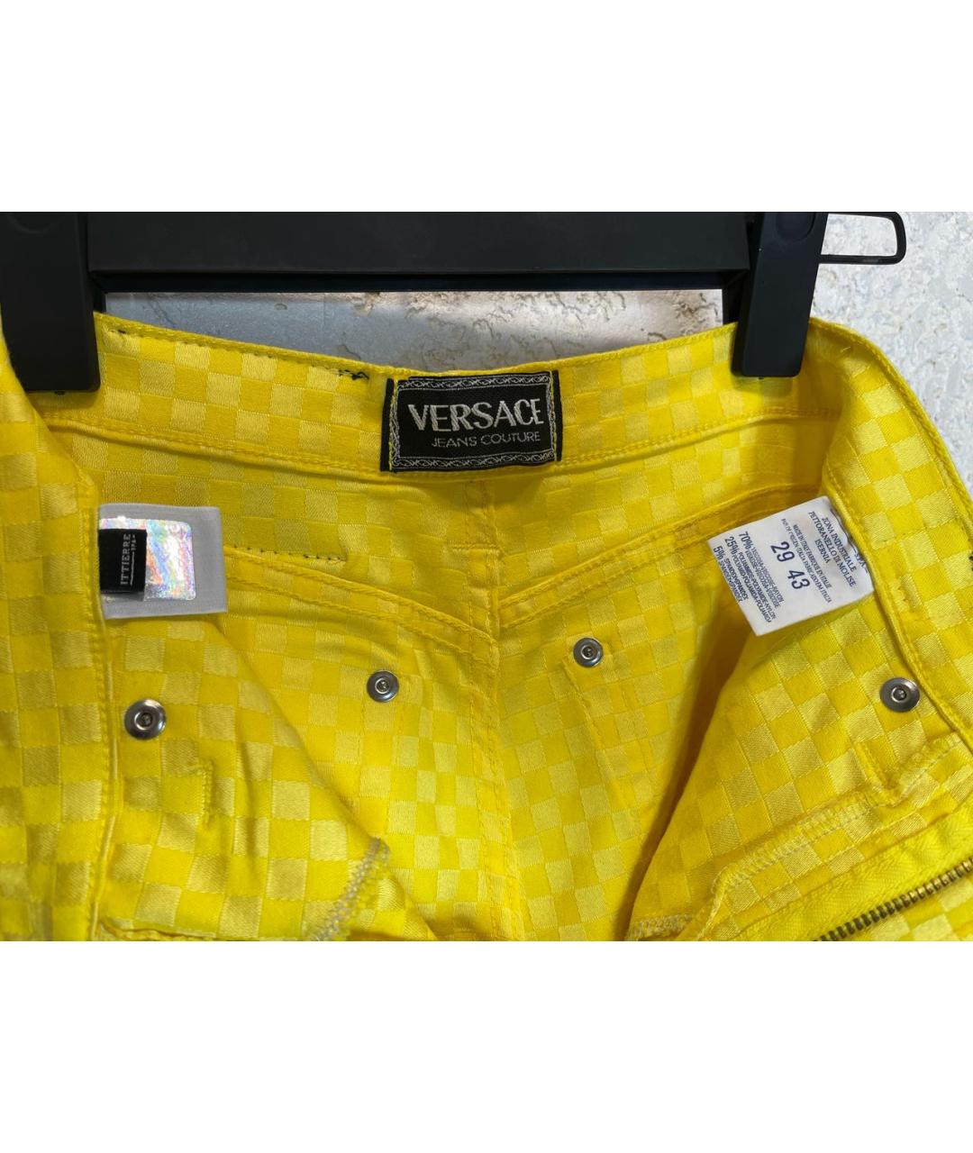 VERSACE JEANS COUTURE Желтые хлопко-эластановые джинсы слим, фото 4