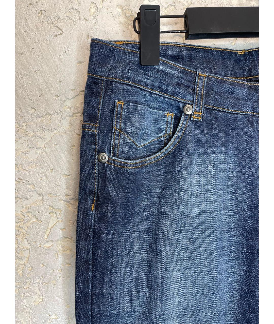BIKKEMBERGS Синие хлопковые прямые джинсы, фото 3