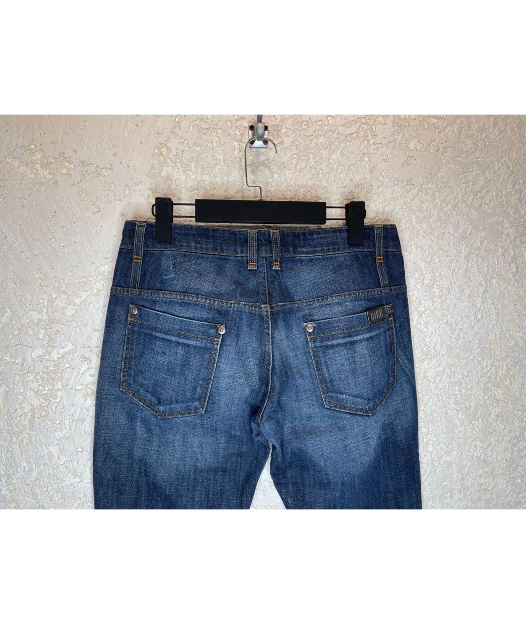 BIKKEMBERGS Синие хлопковые прямые джинсы, фото 5