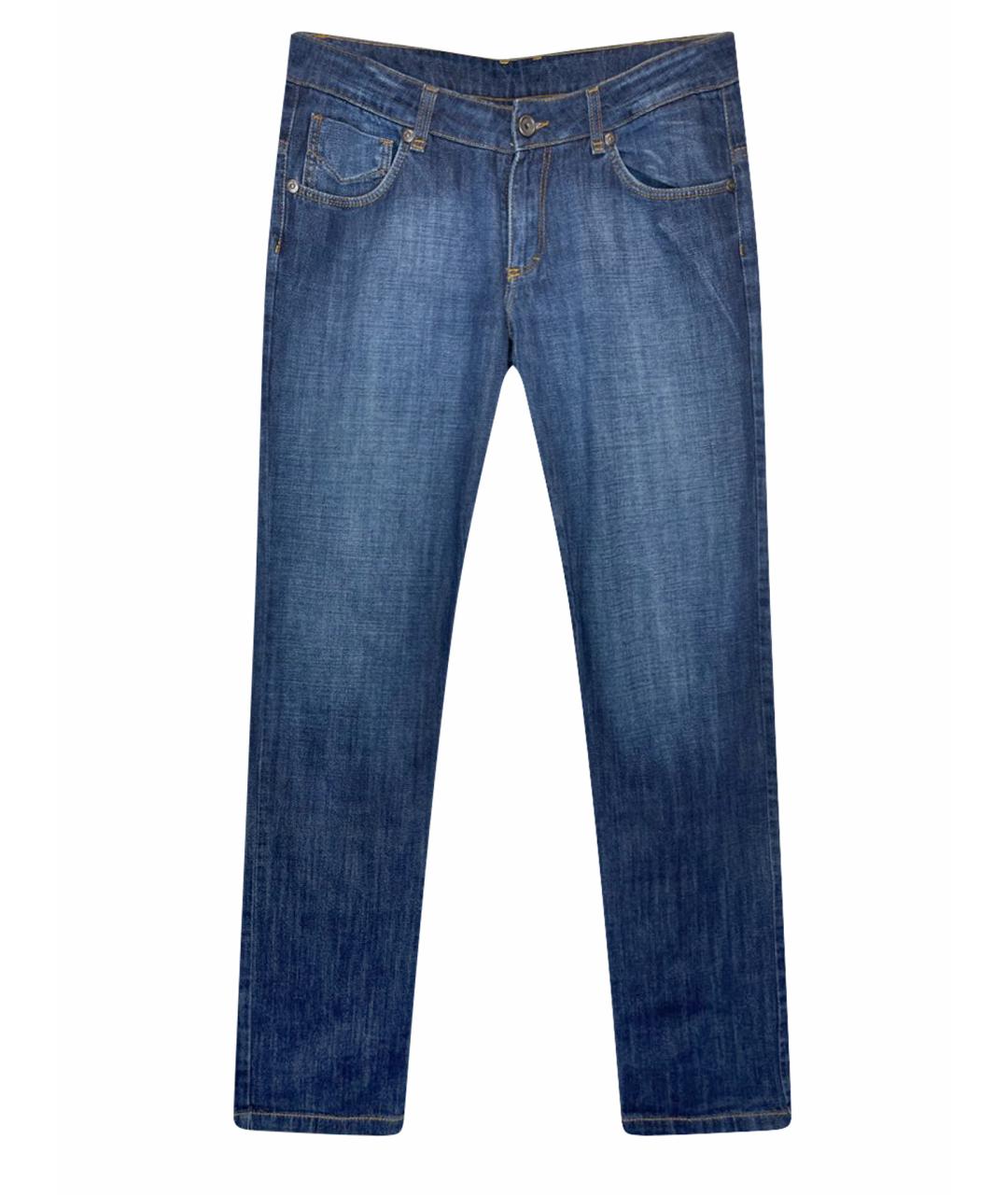 BIKKEMBERGS Синие хлопковые прямые джинсы, фото 1