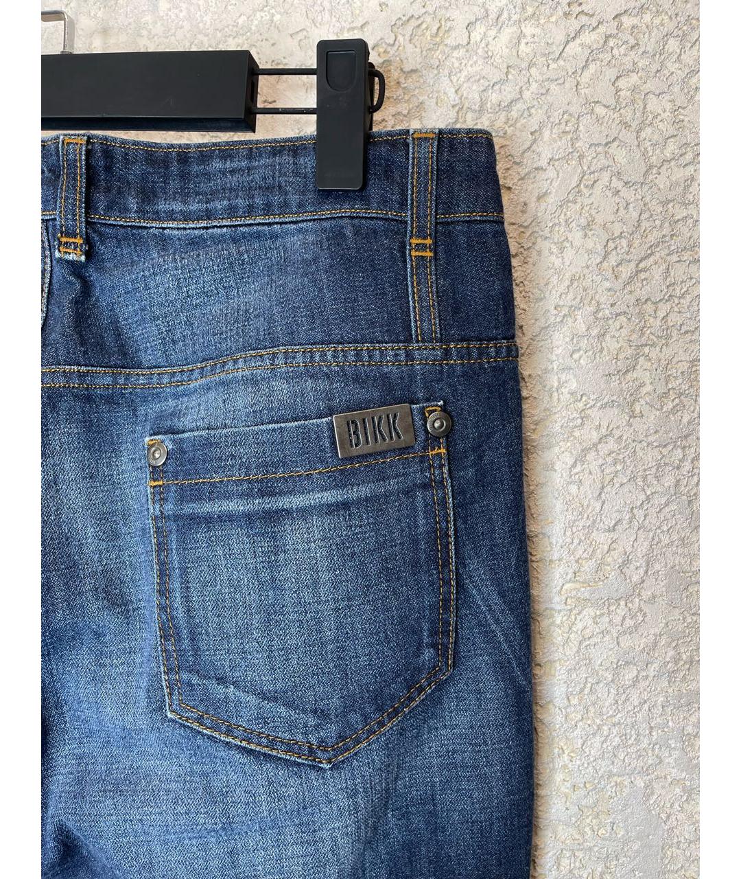 BIKKEMBERGS Синие хлопковые прямые джинсы, фото 6