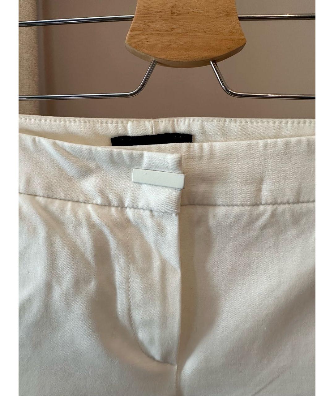 EMPORIO ARMANI Белые хлопковые прямые брюки, фото 3