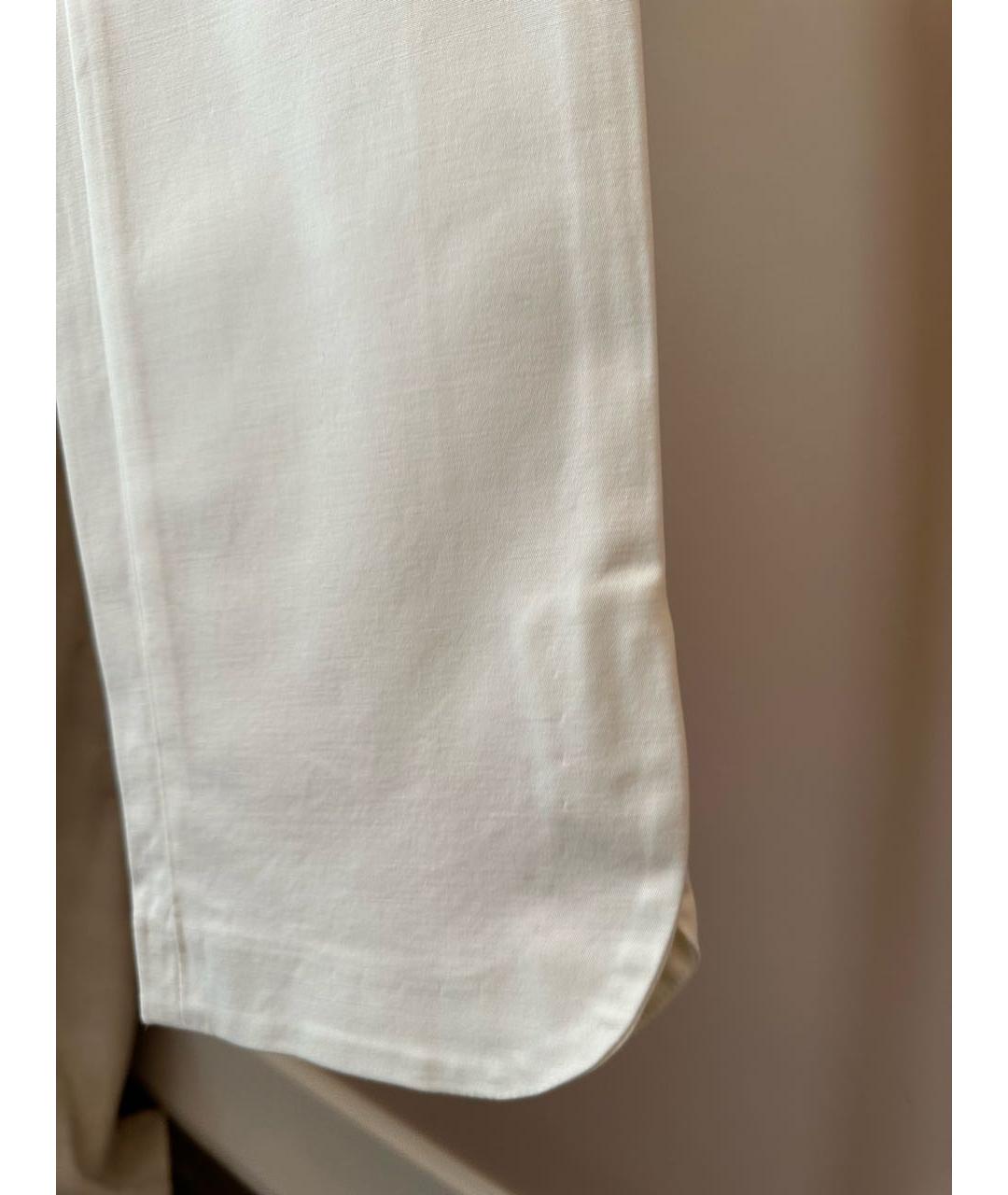 EMPORIO ARMANI Белые хлопковые прямые брюки, фото 5