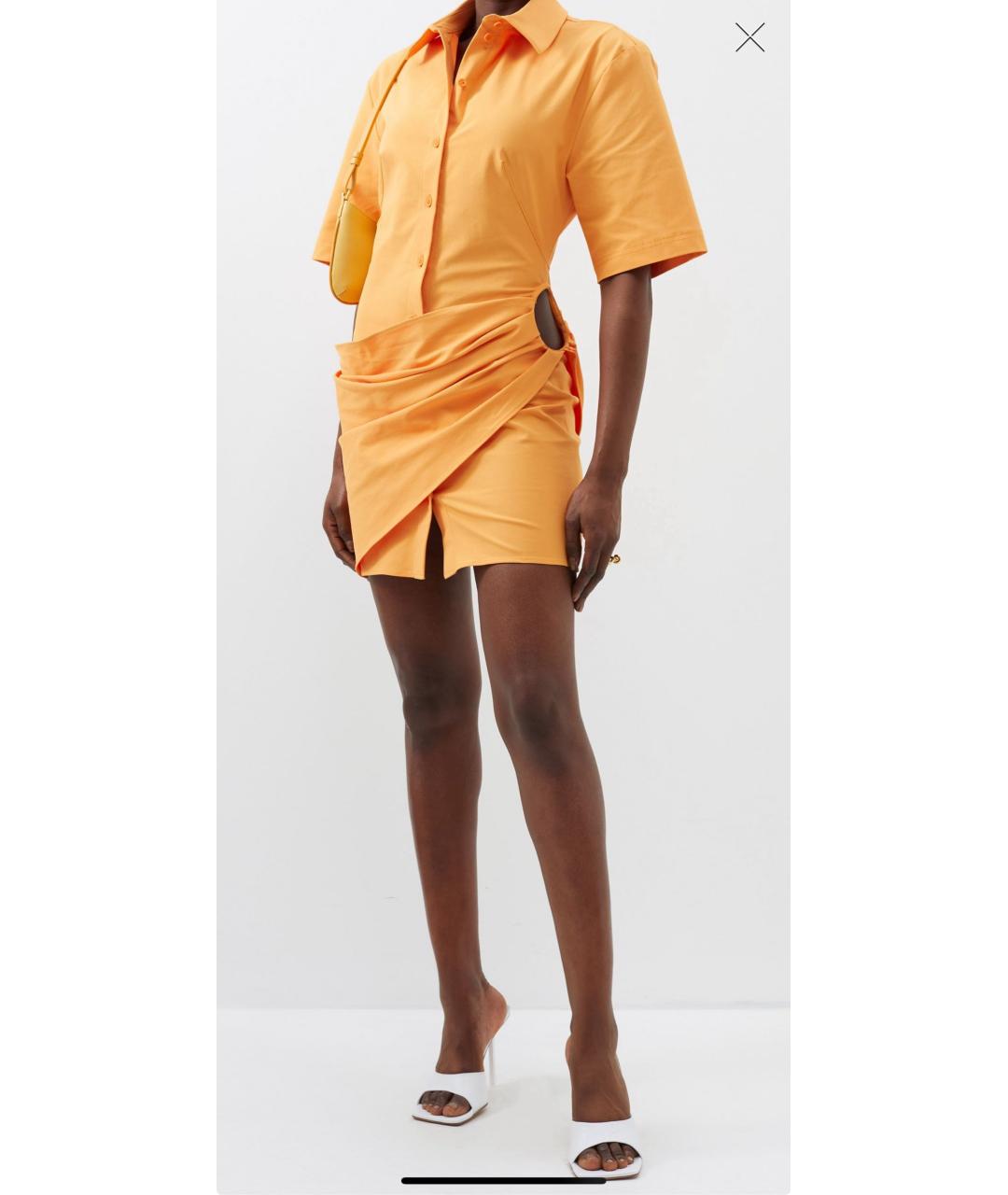 JACQUEMUS Оранжевое хлопко-эластановое платье, фото 3