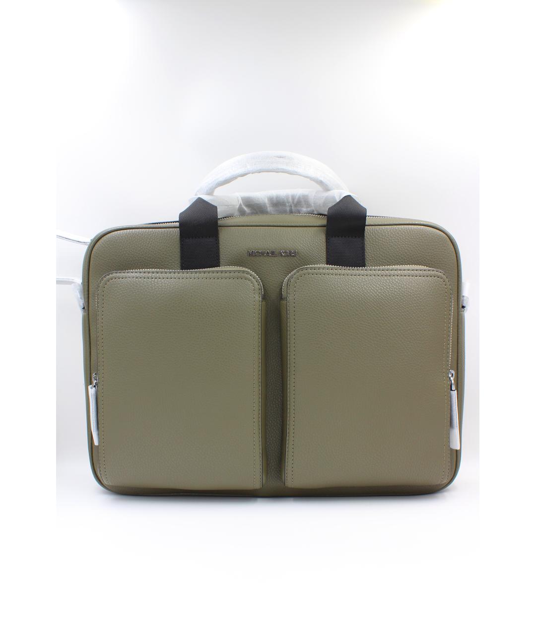 MICHAEL KORS Зеленый кожаный портфель, фото 10