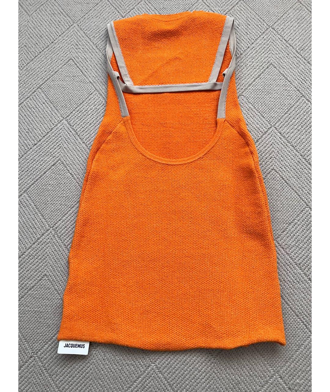 JACQUEMUS Оранжевое хлопко-эластановое платье, фото 5