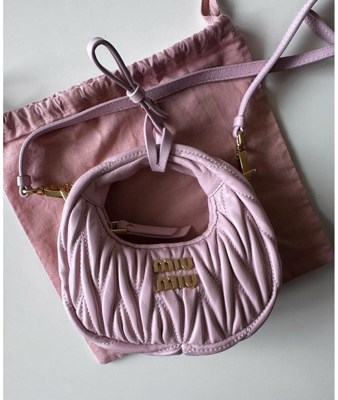 MIU MIU Розовая кожаная сумка через плечо, фото 4