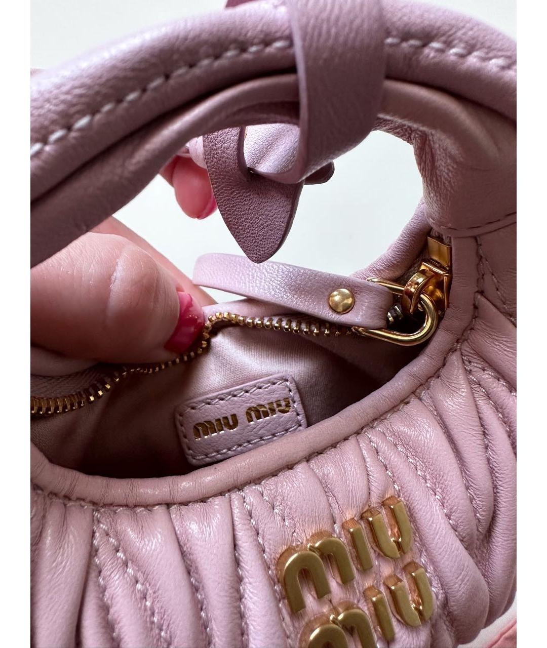 MIU MIU Розовая кожаная сумка через плечо, фото 3