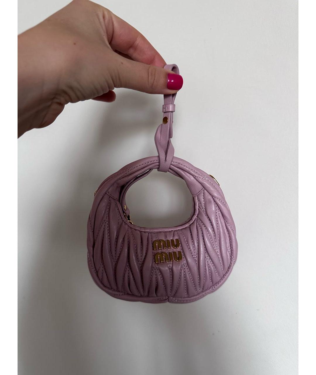 MIU MIU Розовая кожаная сумка через плечо, фото 5