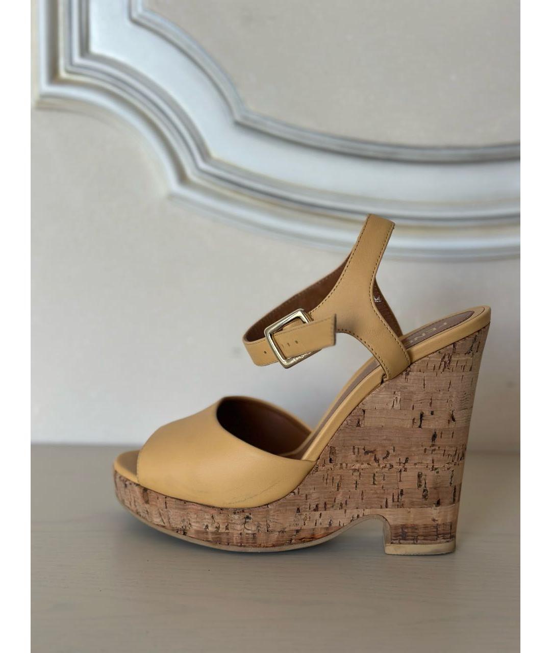 FENDI Желтые кожаные босоножки, фото 8