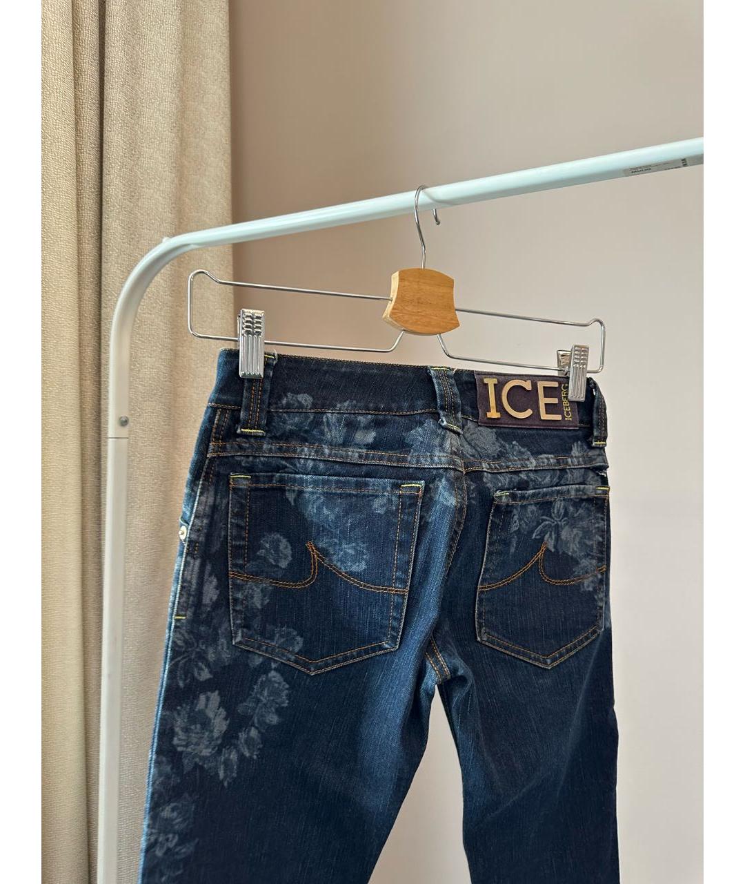 ICEBERG Темно-синие хлопко-эластановые прямые джинсы, фото 6
