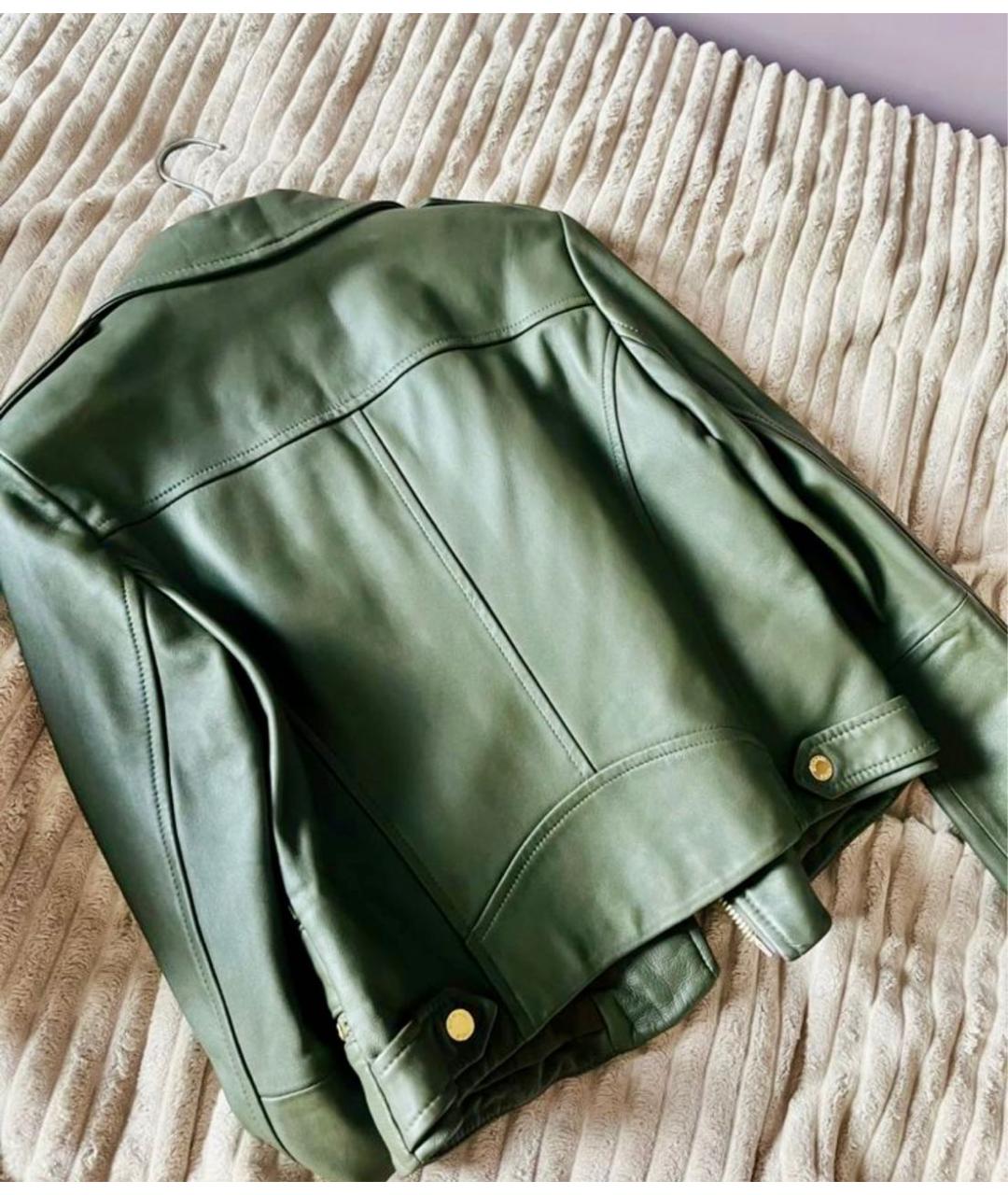 MICHAEL MICHAEL KORS Зеленая кожаная куртка, фото 5