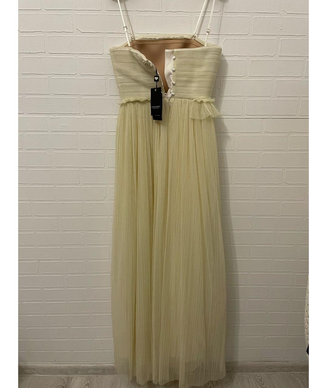 TWIN-SET Бежевое полиамидовое вечернее платье, фото 2