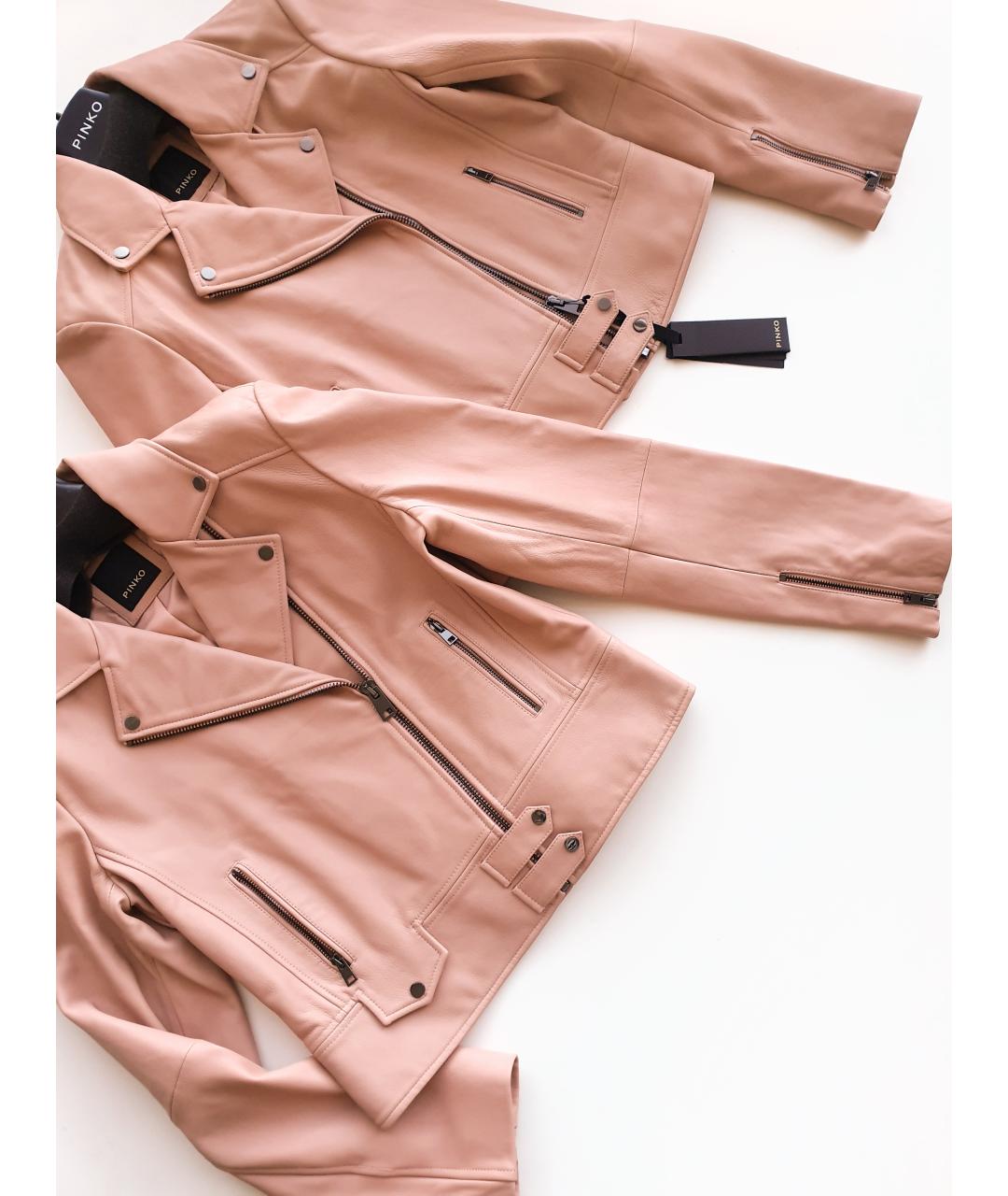 PINKO Розовая кожаная куртка, фото 4