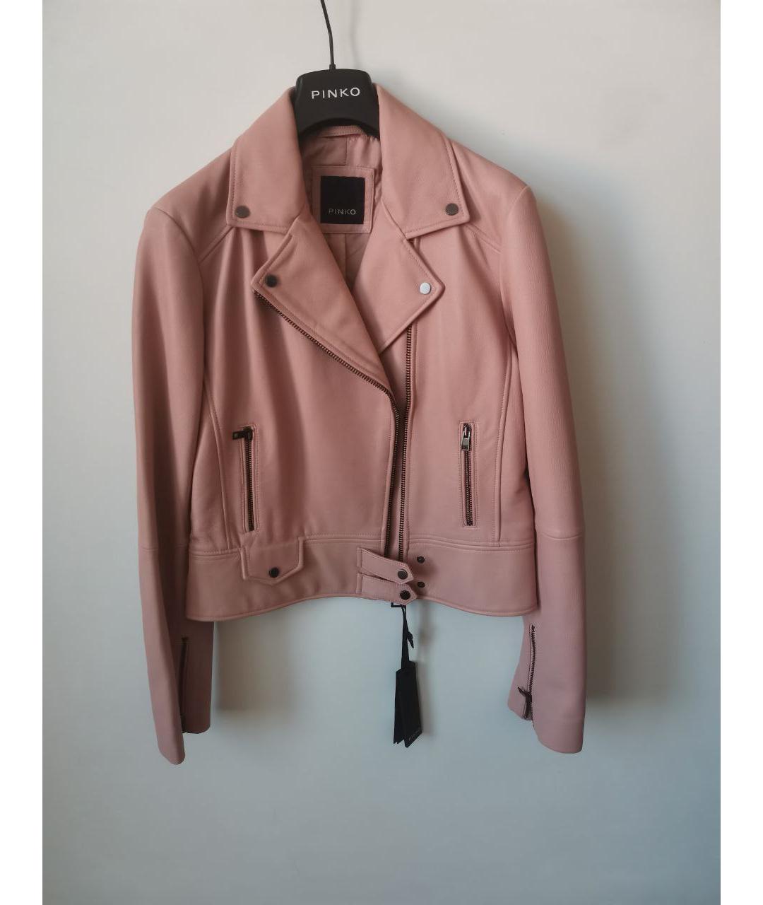 PINKO Розовая кожаная куртка, фото 5