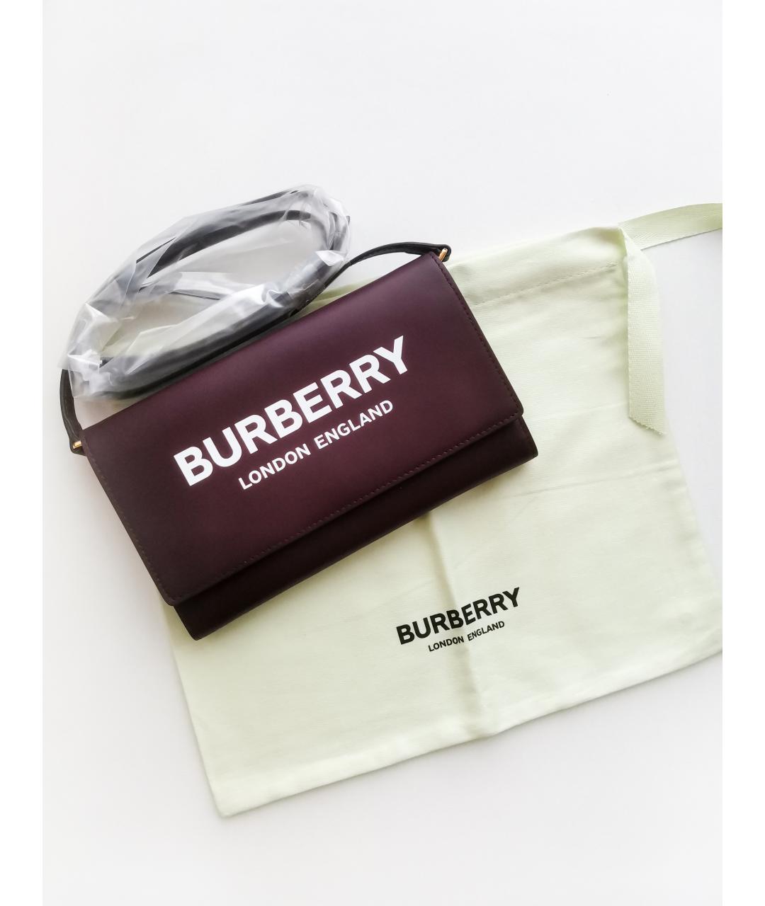 BURBERRY Бордовая кожаная сумка через плечо, фото 4