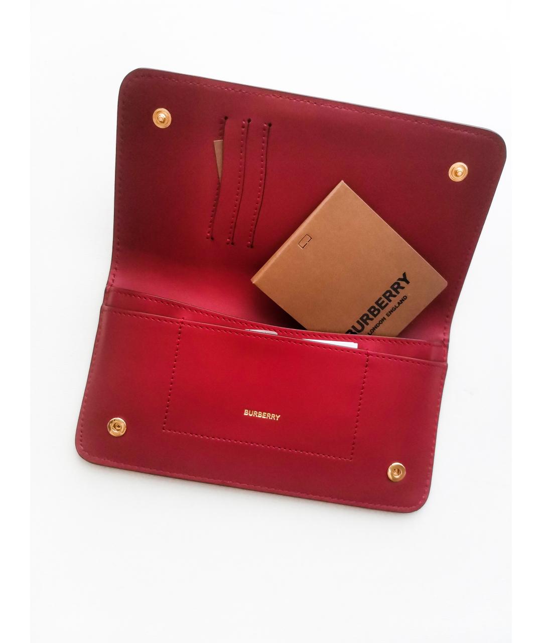 BURBERRY Красный кожаный кошелек, фото 2