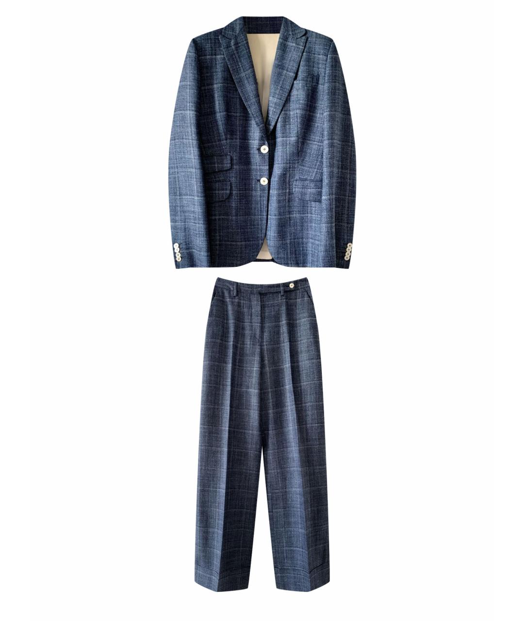 KITON Синий кашемировый костюм с брюками, фото 1