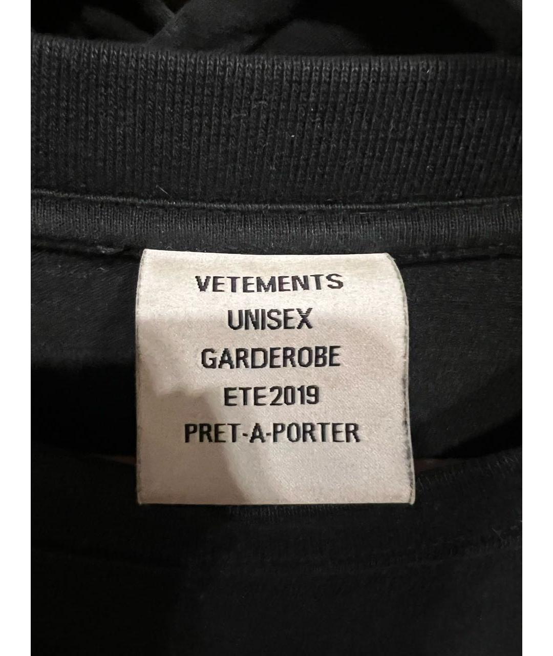 VETEMENTS Черная хлопковая футболка, фото 3