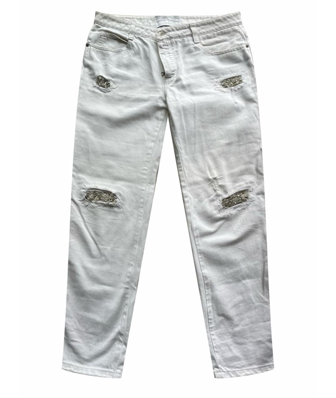 ERMANNO SCERVINO Белые хлопковые прямые джинсы, фото 1