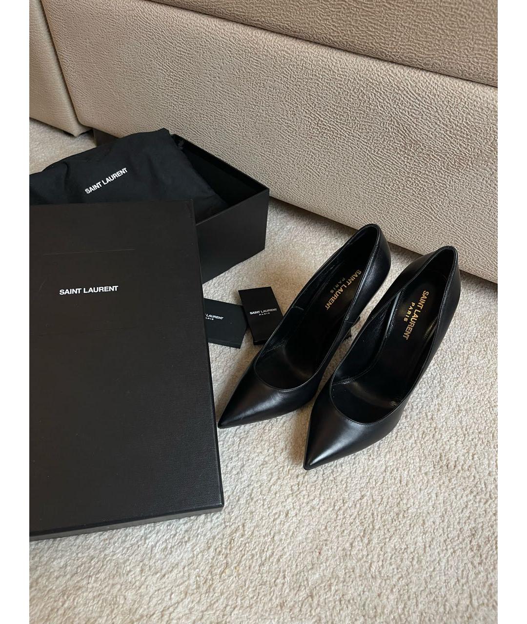SAINT LAURENT Черные кожаные туфли, фото 2